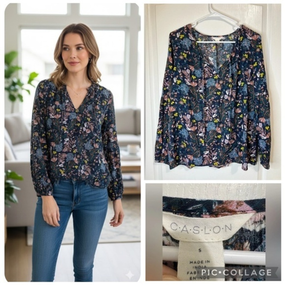 Caslon long sleeves floral top size S